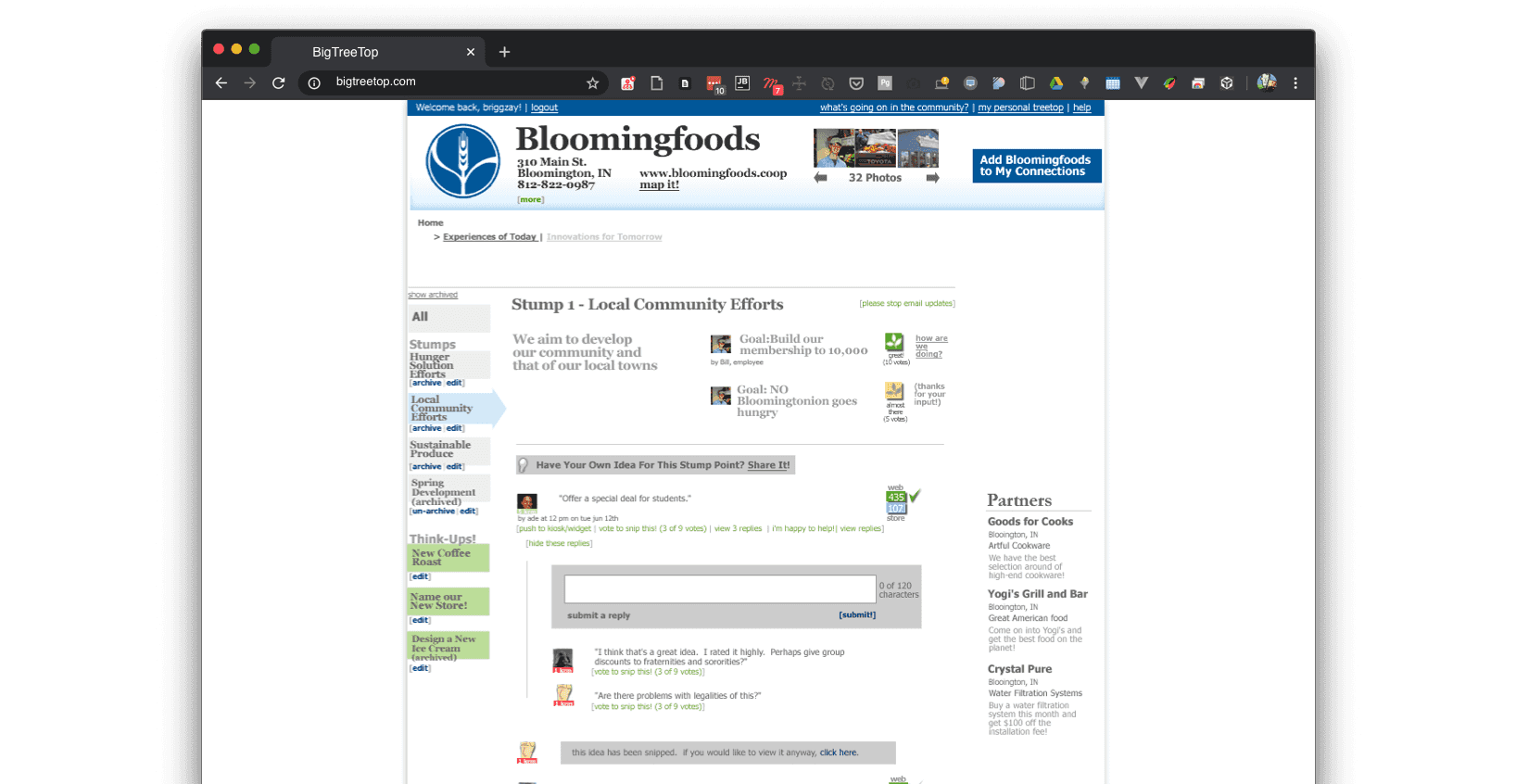 BigTreeTop.com Product Research and Design screen