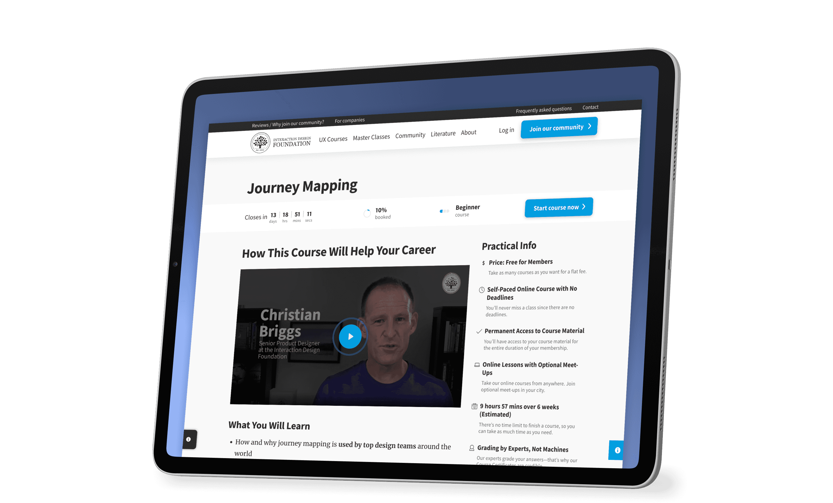 IxDF Journey Mapping Course screen
